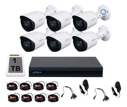 Kit 6 Camaras Bala Microfono Dvr Dahua 8 Ch 1080p Lite 1tb