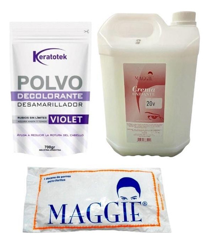 Kit  Polvo Keratotex + Bolsa Gorras Látex + Agua Oxig. 20vol