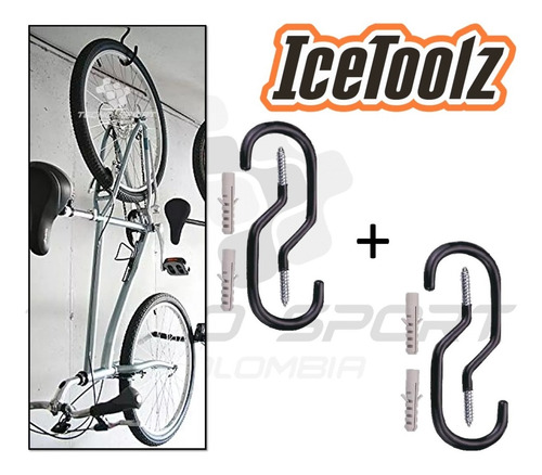Imagen 2 de 8 de Gancho Colgar Bicicleta Pared Techo Soporte Organizador X 2