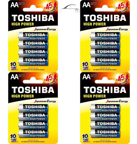 Pilha Aa Alcalina Toshiba Lr6gcp C/4 (4 Cartelas)(16 Pilhas)