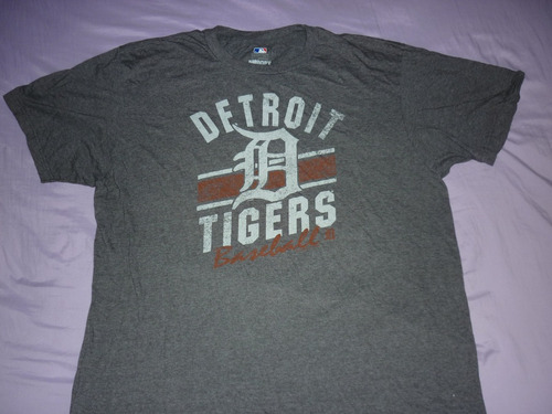 E Remera Mlb Detroit Tigers Talle Xl Gris Algodon Soft Art 4