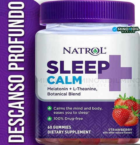 Natrol Sleep + Calm Melatonina Y L-teanina 60 Gomitas Sabor Fresa