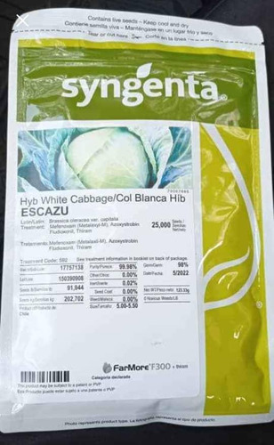 Semilla Repollo Escazú Syngenta 25.000unidades