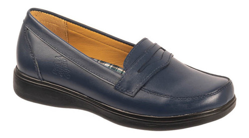 Zapatos Escolar Mocasín Almendras Escolar Em-1122 Azul