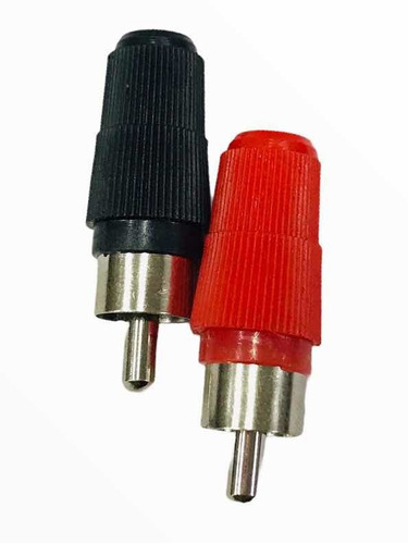 Par Plug Rca Macho Plástico Rojo Y Negro