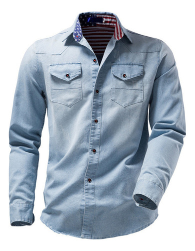 Camisa Hombre Blusa Jeans Lavado Invierno Casual Gradi