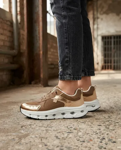 Tênis Feminino Piccadilly Maxi Tech Chuncky Conforto Mascavo/ouro Velho 35 Br