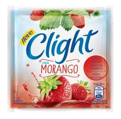 Refresco Em Pó Clight Morango Zero 8gr -kit Com 15 *promoção