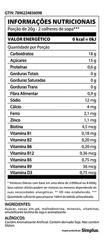 Achocolatado Em Pó Sem Lactose Chocolatto 3 Corações 6x 560g