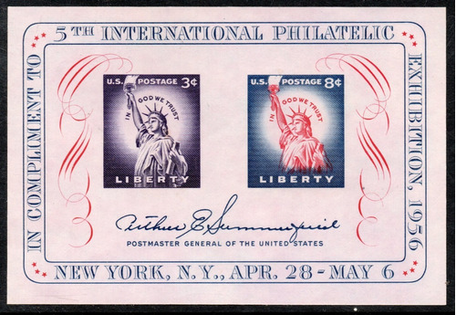 Estados Unidos Bloc 5° Expo Internacional De Filatelia 1956 