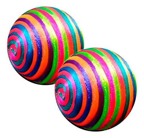 Set X2 Unidades Pelotas Gato Espiral Hilo Colores Sonajeras 