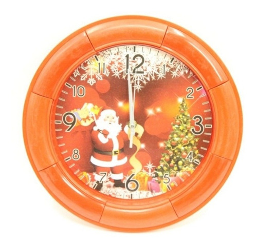 Reloj Colgar Navidad Viejo Pascuero 33 Cms Diámetro