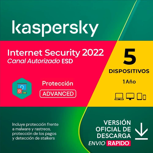 Imagen 1 de 4 de Kaspersky Internet Security 5 Dispositivos 1 Año
