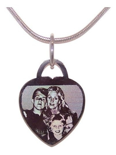 Imagen 1 de 5 de Foto Medalla Acero Quirurgico Corazón 22x30mm Cadena Clapton