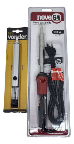 Kit Ferro De Solda 100 Watts 127v Nove54 + Sugador Vonder