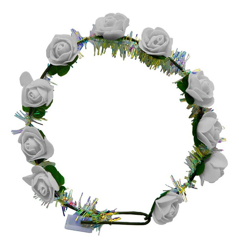 Corona Guirnalda Flores Blancas Luz Led Hippie Hawaiana