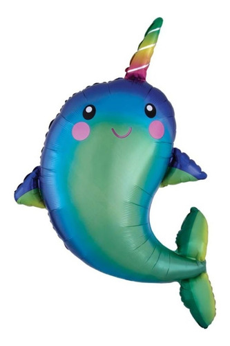 Globo Narwhal Unicornio Delfin Met Jumbo Fiesta Magica Feliz