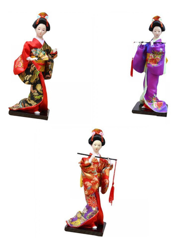 3 Uds Antiguo Kabuki Hecho A Mano Geisha Asiática Para