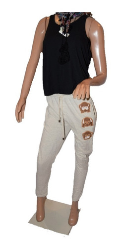 47 Street Pantalon Babucha De Algodon Con Emoji