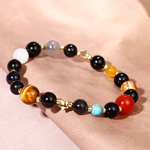 Pulsera Jeweler The Planets Para Mujer, Obsidiana Negra Con