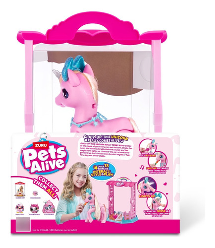 Unicornio Magico Pets Alive Robotico Con Luces Y Sonido S-2 Color Rosa Chicle