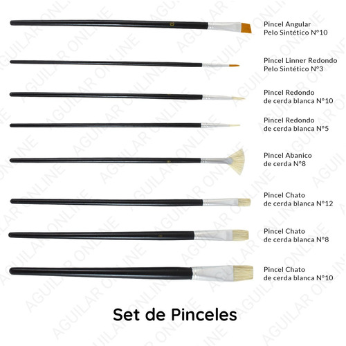 Set De Pinceles X 8 P/ Acrílico Oleo Tempera Acuarela