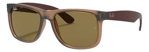 Anteojos de sol Ray-Ban Justin Color Mix Standard con marco de nailon color matte transparent brown, lente dark brown de cristal clásica, varilla matte transparent brown de nailon - RB4165