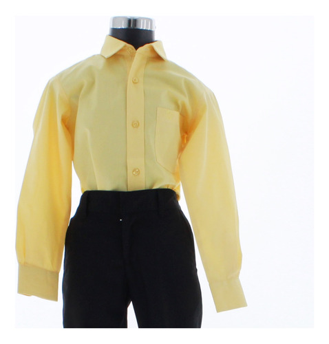 Camisa De Vestir Niño Color Amarillo Manga Larga 3556 2 A 18