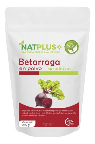 Betarraga En Polvo Certificado 200g.