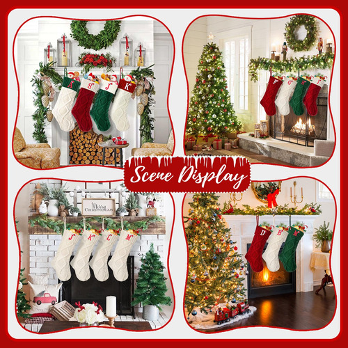 Medias De Navidad 45 Cm Con Inicial Letra Q Roja Bordada