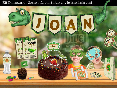 Kit Imprimible Editable Dinosaurios Candy Bar- Archivo