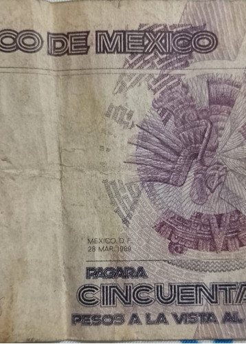 Vendo Billete De 50,000 Pesos Mexicanos Año 1989