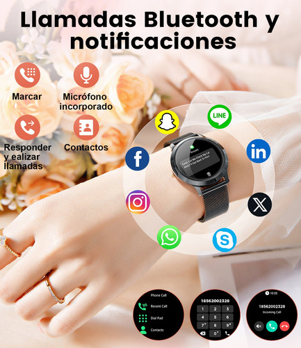 Lige Reloj Inteligente Mujer 1.43'' Amoled Llamada Bluetooth 100+ Modos Deportivos,monitoreo Menstrua Fv16-c Negra