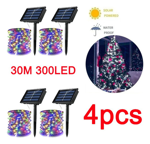 . 2024 4 Paquetes De Luces Solares De 30 M De Luz Navidea