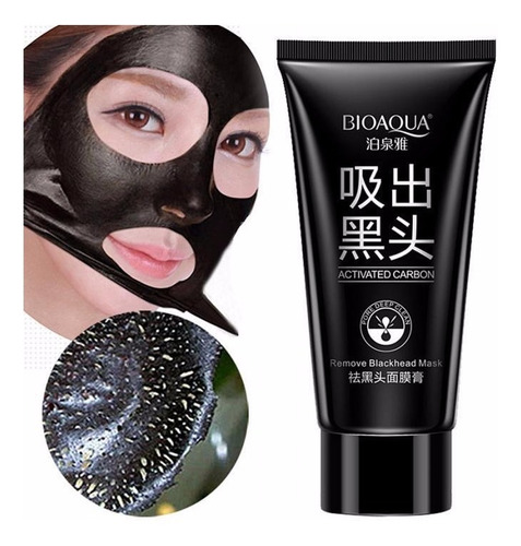 Mascarilla facial para piel grasa Bioaqua Activated Carbon Activated Carbon Remove Blackhead Mask 60g y 60mL