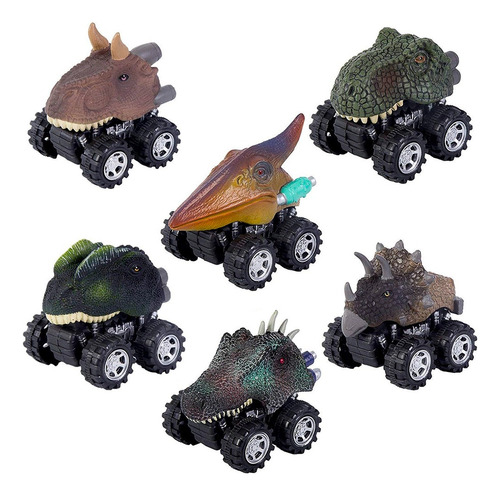Set De Juego 6 Autos Dinosaurio A Friccion Juguete Niños