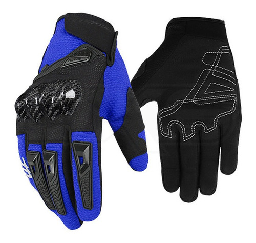 Guantes Para Moto Madbike Mad66 Con Protecciones Touch Azul