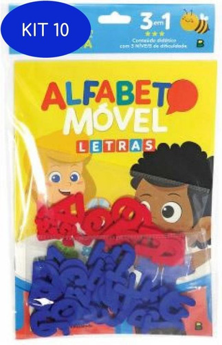 Kit 10 Livro Alfabeto Móvel: Letras