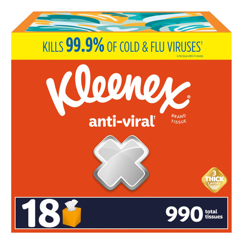 Kleenex Pañuelo Facial Antiviral Para Aula Oficina 18 Caja 3