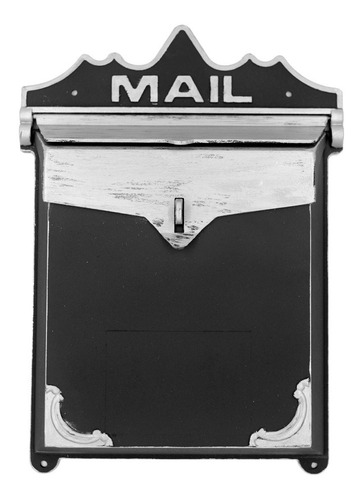 Imagen 1 de 4 de Buzon Antique Color Negro Con Gris Grabado Mail 2200 Grande