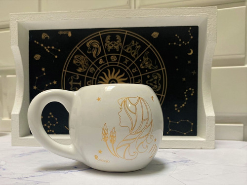 Taza Signos Virgo Astrologia Blanca C/ Oro
