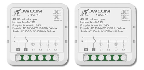 2 Relés Interruptor Inteligente Wi-fi 4 Canais Jwcom
