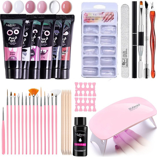 42pc/set De Extensión De Uñas Poli Gel Set + Uv/lámpara Led