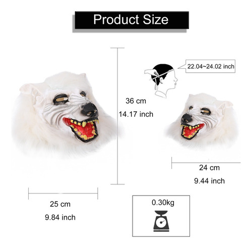 Máscara De Cabeza De Lobo Y Disfraz De Halloween, Guantes Pa