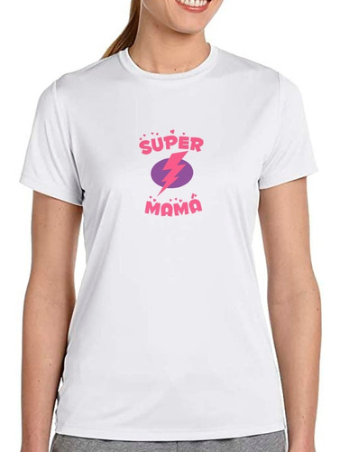 Franela Sublimada Dama Diseño Super Mama Rosado