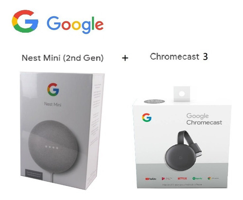Google Nest Mini 2da Mas Google Chromecast 3 Kit Entrega Ya