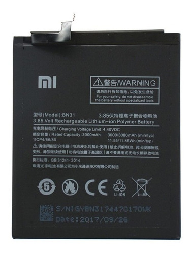 Bateria Xiaomi Mi A1 / Note 5a Bn31 100% Garantizada 