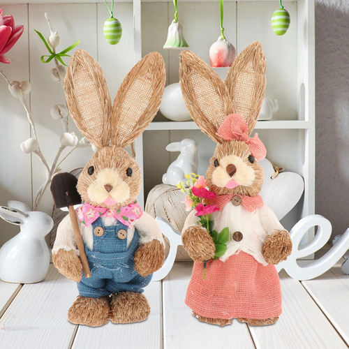 2x Estatuilla De Conejo De Primavera, Adornos De Estilo C