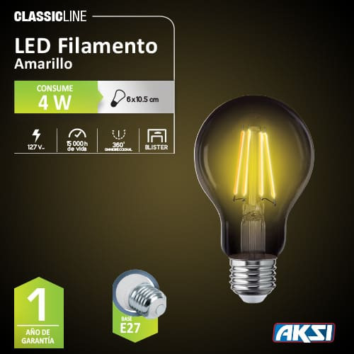 Foco Led Filamento Amarillo Aksi Mod. 122225