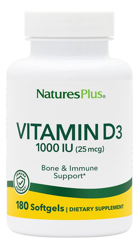 Natures Plus Vitamina D3 (colecalciferol) - 1000 Ui, 180 Sof